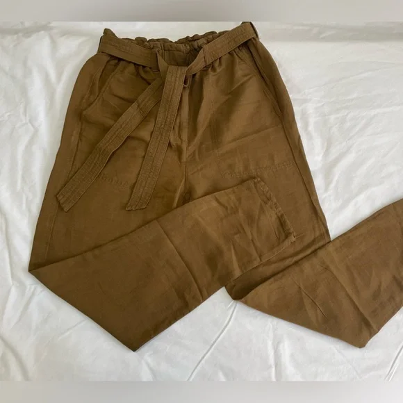 H&M Paper-bag Linen Cropped Pants - Picture 1 of 3